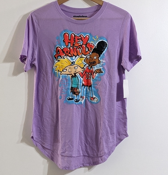 Nickelodeon Women's Hey Arnold! Graphic Short Sleeve T-shirt, Size L(11-13),NWT - Picture 1 of 5